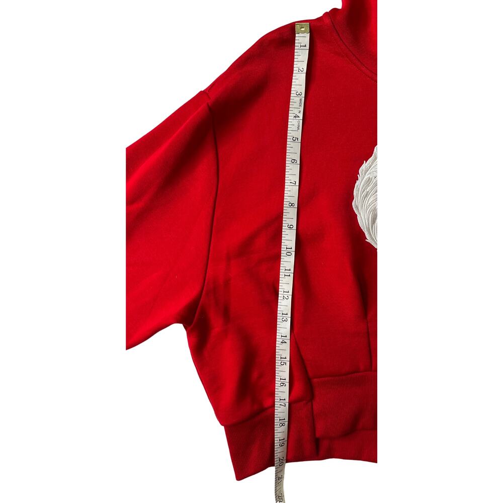 1-42 VERSACE Women's Pullover Cropped Hoodie Embroidered Logo Red Medium/44 - Picture 15 of 16